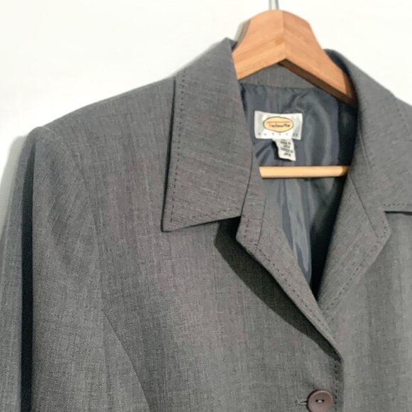 Vintage Talbots Petites Women's Gray Wool Blazer Jacket Size 10 Petite - Picture 5 of 13